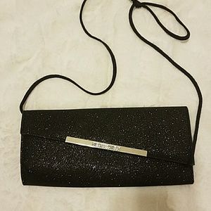 Fioni Night Black glitter clutch